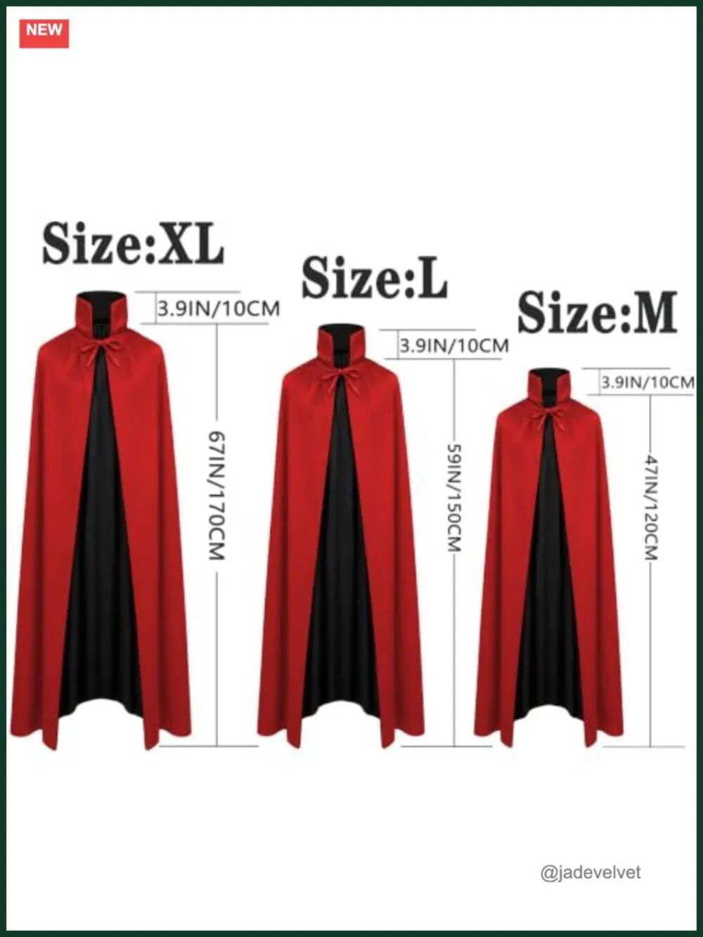 Reversible Stand Collar Cape for Halloween Cosplay